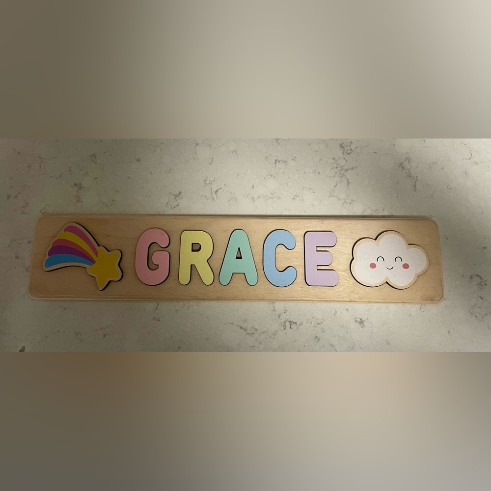 Colorful Rainbow Wooden Name Grace  Puzzle